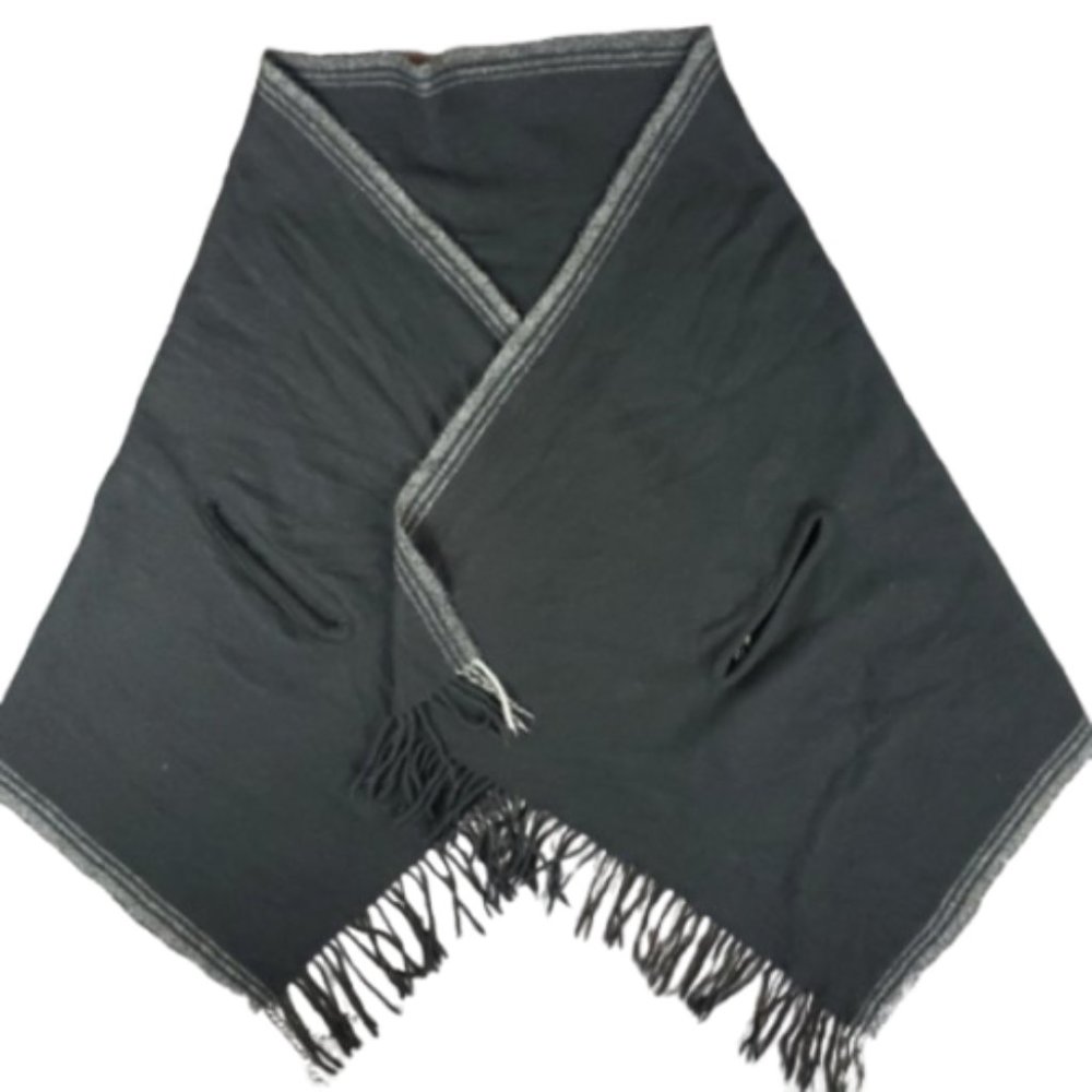 Madewell Blanket Poncho Cape Fringe Black